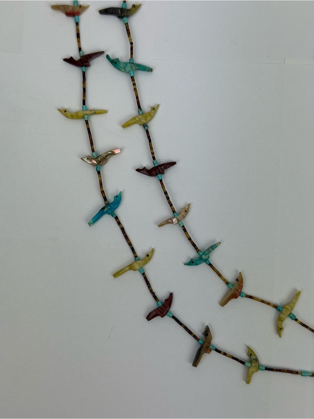 Multicolor Turquoise Double Strand Bird Bead Necklace - Picture 3 of 4
